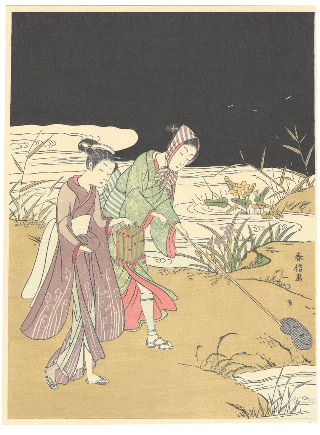Suzuki Harunobu, 鈴木春信, Couple Catching Fireflies, 蛍狩, Bijin-ga