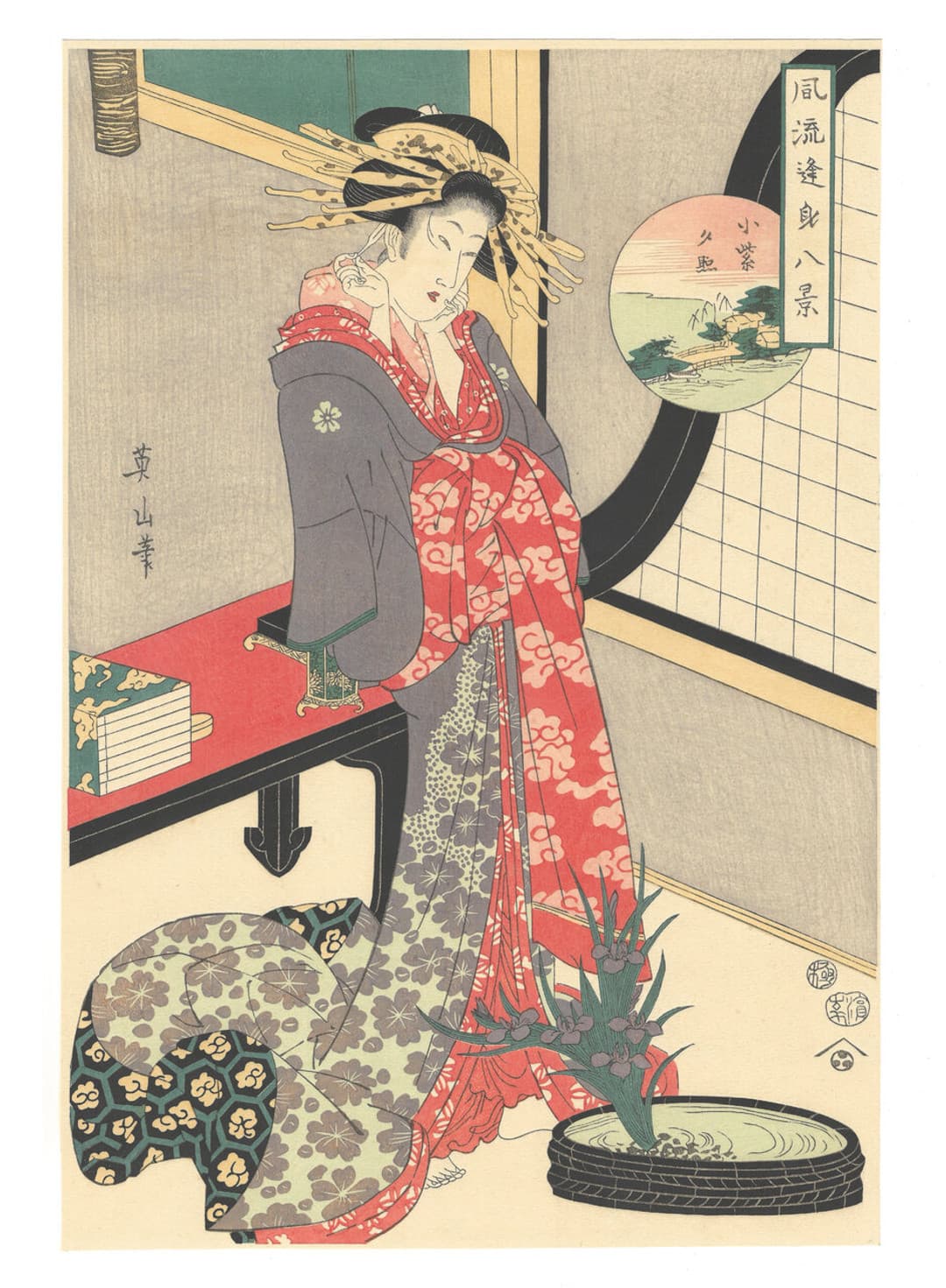 Kikukawa Eizan, 菊川英山, Komurasaki and Sekisho, 小紫夕照, Elegance of Eight Women in Love, 風流逢身八景, Bijin-ga